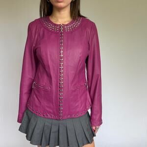 Bradley Bayou Purple Studded Leather Jacket